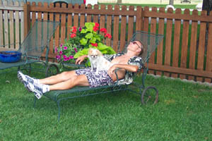 Client & furry customer relaxing